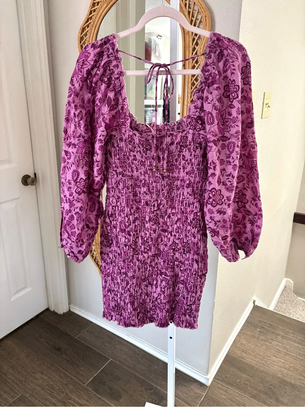 Free People / NWT Smock It To Me Mini Dress in azalea combo purple